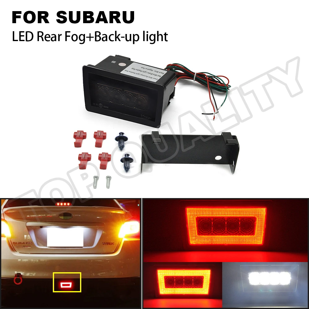 

1X White+Red Rear LED Fog Lamp For Subaru WRX/STi 2011-2021 Impreza XV Crosstrek Multifunction Tail, Brake, Backup Reverse Light