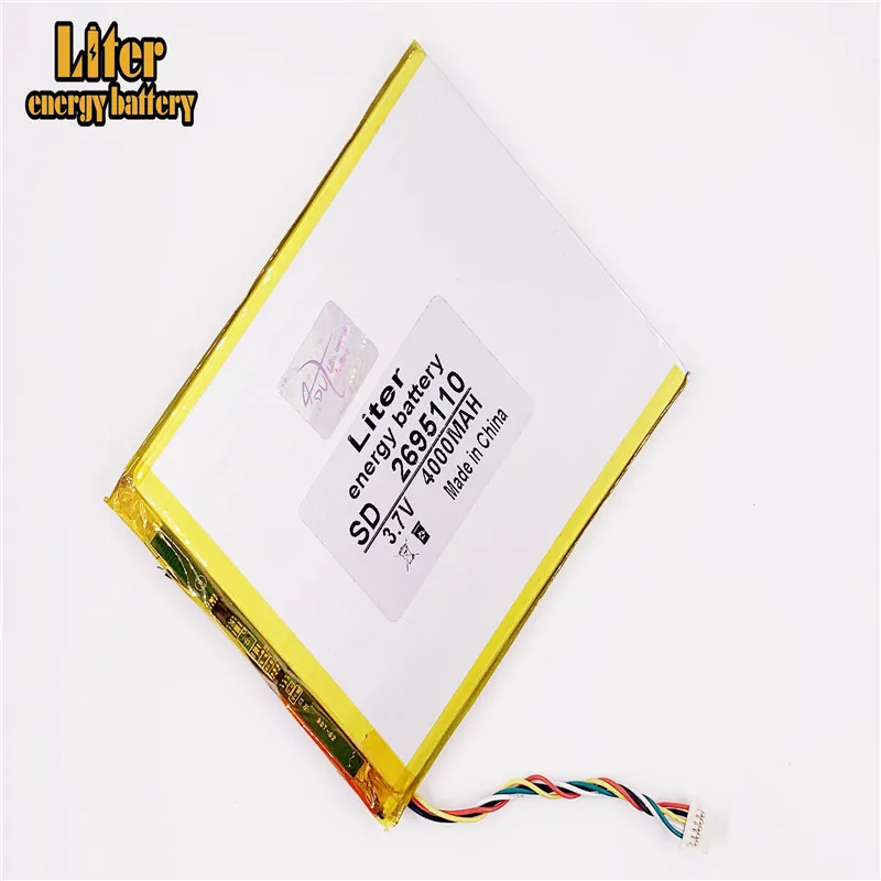 5 thread 2695110 3.7V 4000MAH lithium polymer battery MP3 MP4 battery recorder Rechargeable batteries Tablet battery