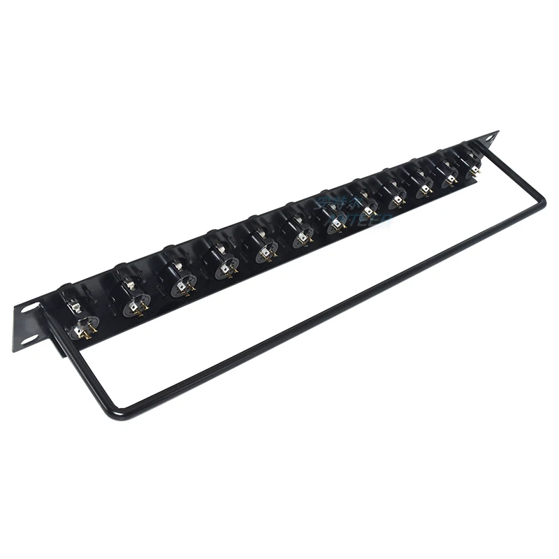 XLR tre-core 3pin femmina jumper 1U cabinet cablaggio in lega di alluminio Rack Patch Panel 8 12 16 vie XLR maschio Canon Connnector 19 pollici