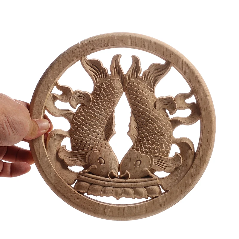 Wood Applique Wood Decal Wood Craft Onlay Door Carving Unpainted Classical Leaves Wooden Furniture Decoration Accessories Window view 4
