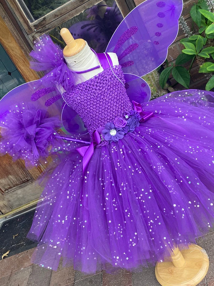 Fairy Cosplay Toddler Baby Halloween Clothes Dresses Cosplay Fairy Costumes Set with Wing and magic Wand Birthday Party Dress