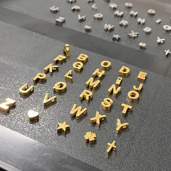 5pcs/lot 316L Stainless Steel Initial Heart Charm for Jewelry Gold Letter Name Pendant for Women Wholesale Alphabet A-Z Jewelry