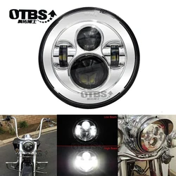 7'' LED Black Projector Headlight For Motor Street Glide FLHX Touring/Yamaha V-Star XVS 650 1100 Custom Silverado