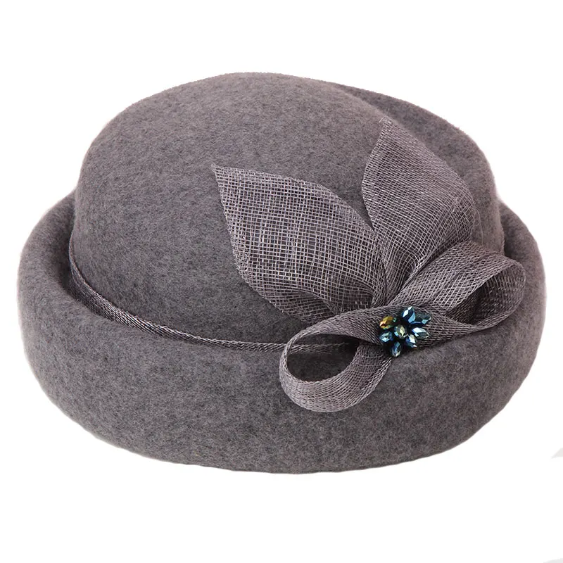 

H786 Women Wool Fedora Hat Autumn Winter Vintage Fedoras Woolen Cap Girl British Hemp Yarn Decoration High Fashion Shopping Hats