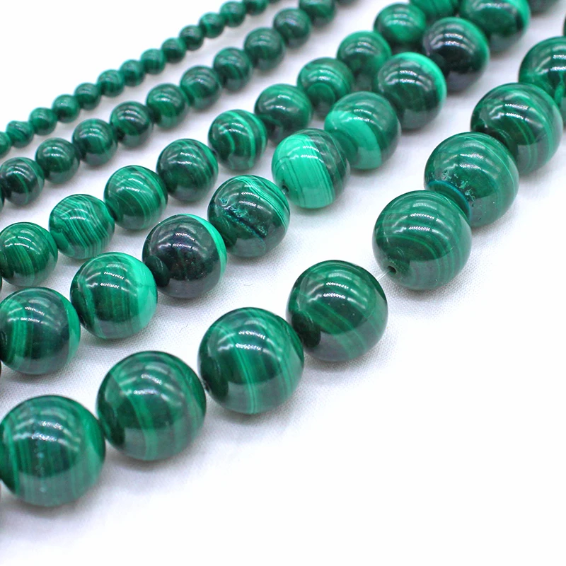 100%natural Jewelry authenticity Green streaked Malachite Loose Beads 4 -12mm DIY bracelet necklace Accessories