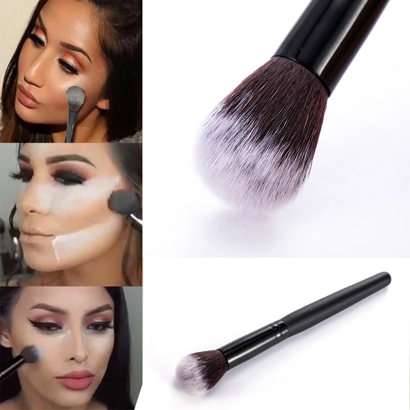 1pcs Professional Beauty Powder Brush Foundation Concealer Contour Powder Brush Wood Black Handle Makeup Cosmetic Tools