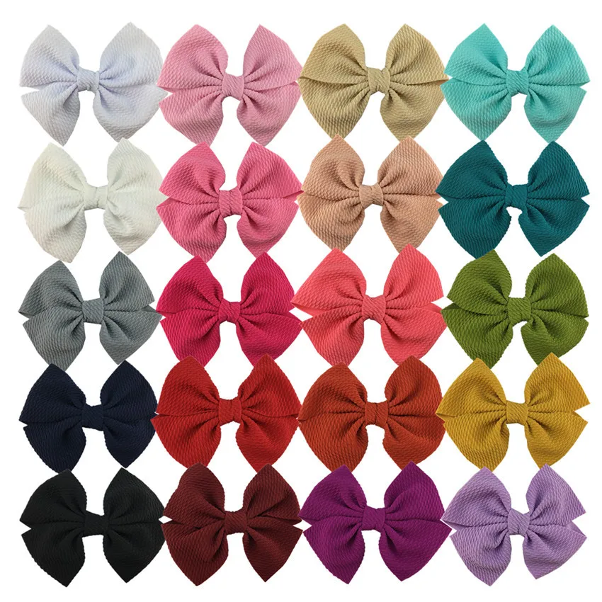 

40 pcs/lot, 4.9 inches Waffle Knit Hair Bow Clips, Kids Girls Fabric bow hair clips hair accessories