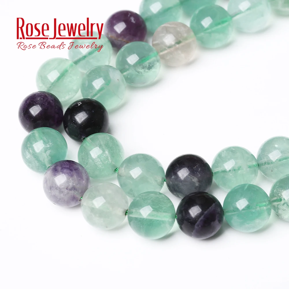 Wholesale Natural Stone Colorful Fluorite Quartz Round Loose Beads 15\