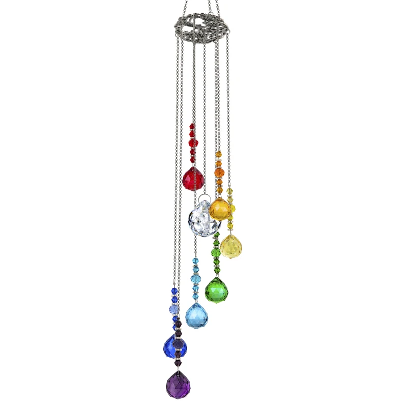 

H&D Christmas Hanging Crystals Suncatcher Tree of Life Window Ornament Chakra Crystals Ball Prism Pendant for Home Garden Decor