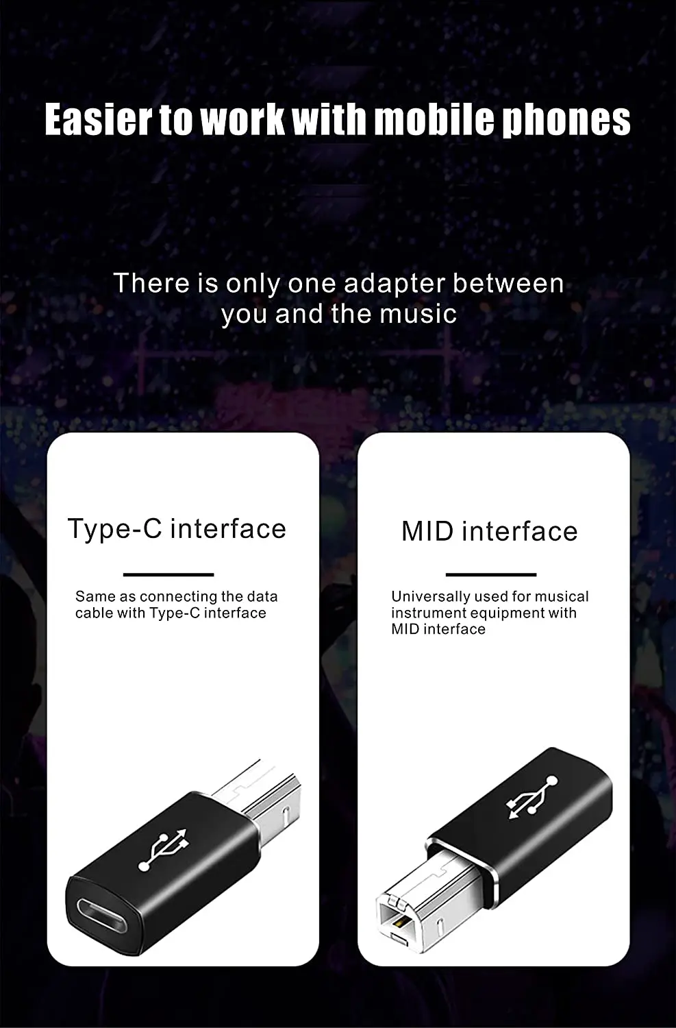 2 Chiếc USB C Nữ Đến Nam B USB Máy In Midi Adapter Tương Thích Với Máy In MIDI Eectric Đàn Piano Bộ Tổng Hợp Micro máy Tính Xách Tay