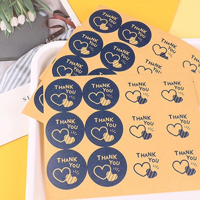 100pcs/pack New Arrival THANK YOU Cake Packaging Baking DIY Gift Stickers Scrapbooking Round Comic Sealing Lables