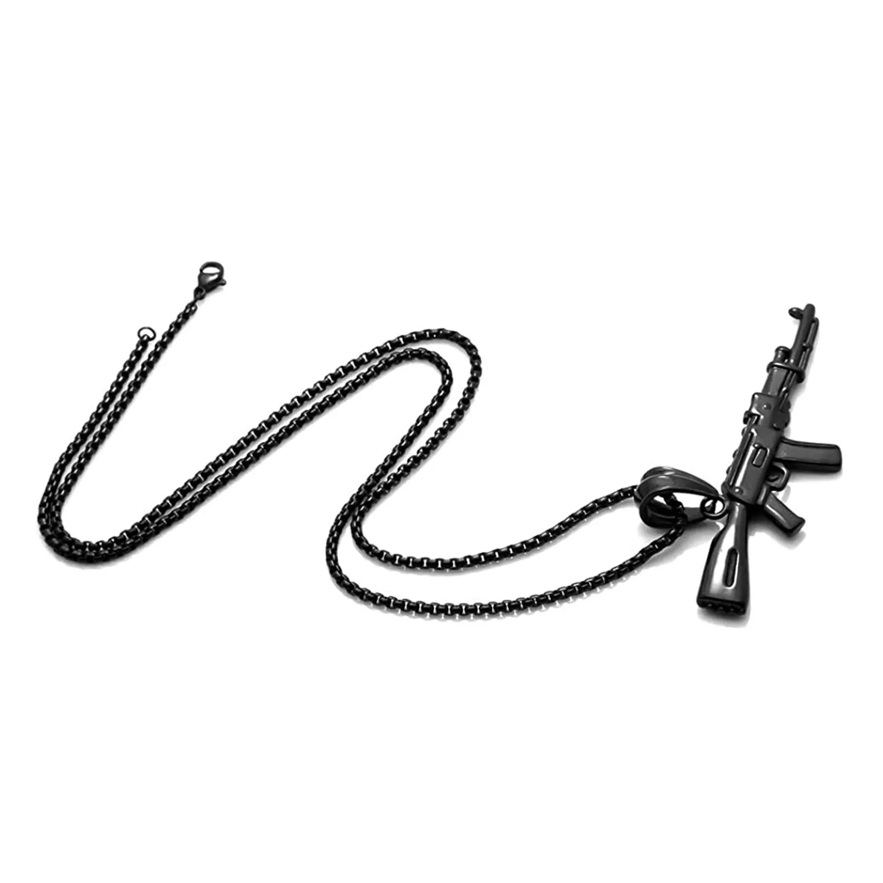 BONISKISS Charm Pistol Gun Shaped Pendant Punk Gun Army Style Chain Necklace For Men corrente masculina Jewelry With Chain 22" view 3