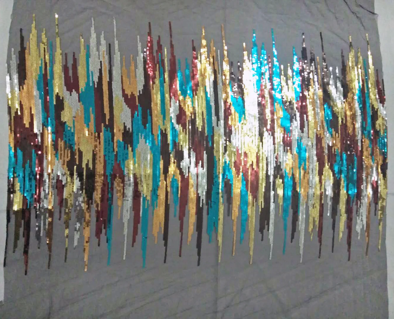 Französischer Paillettenstoff, glitzernde Pailletten, unregelmäßige Streifenstickerei, 1 Yard, Stoff für Abendkleider, schimmerndes Textilmaterial – Detail 3