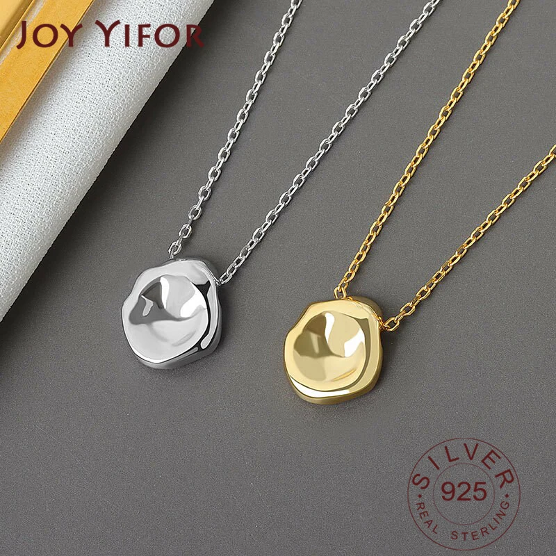 BF Club Silver Color Necklace For Women Round Fashion Circle Sterling Silver Fine Jewelry Round Necklace