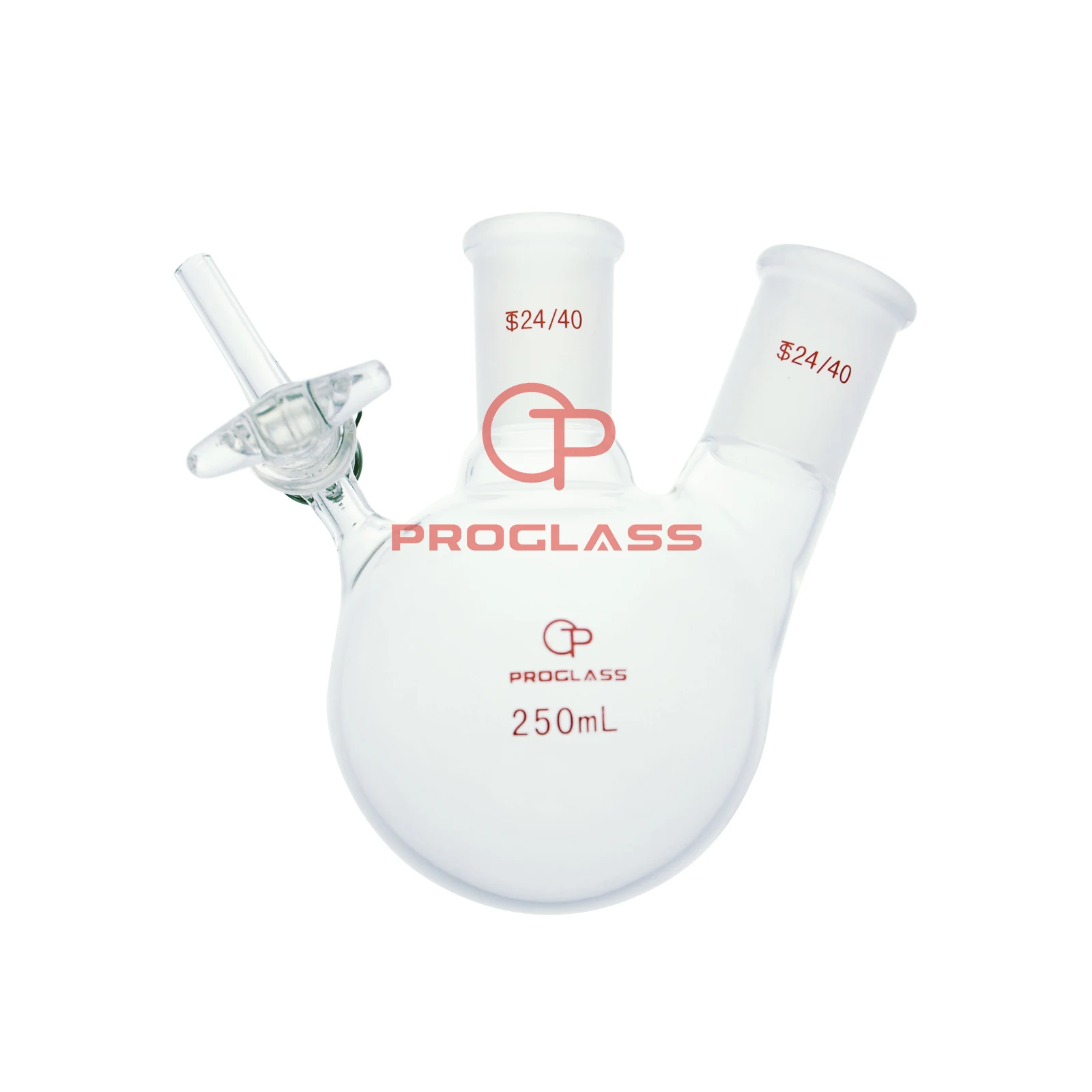 

Air Free Reaction Schlenk Flask with Glass spring Stopcock 24/40 Two Necks,250mL