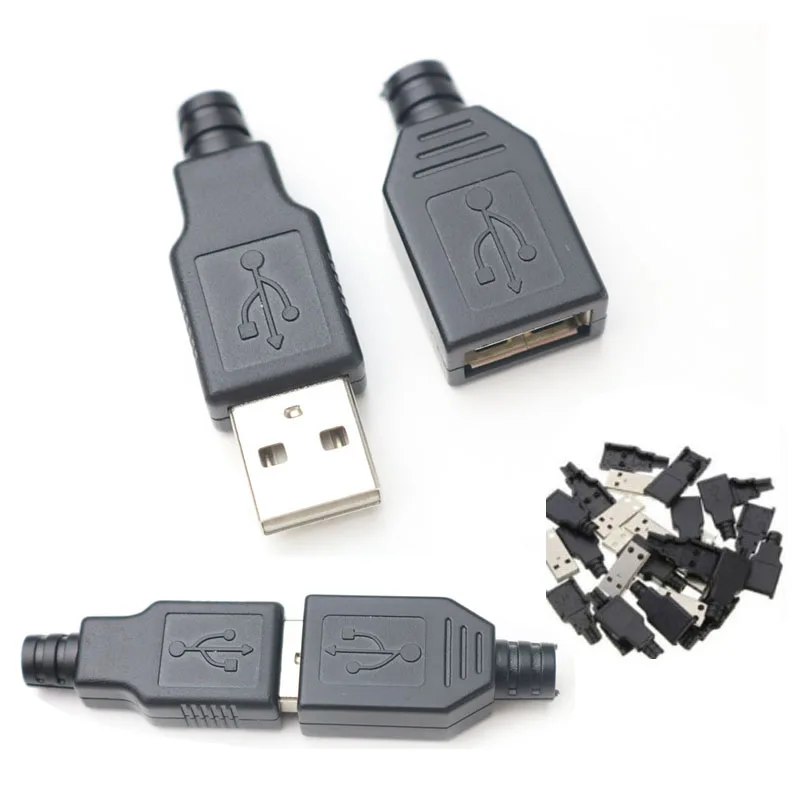 5คู่ Micro USB ชายหญิง DIY USB 2.0ประเภท A ตัวเชื่อมต่อซ็อกเก็ตชาร์จ Micro USB ปลั๊กหางสีดำฝาครอบพลาสติก