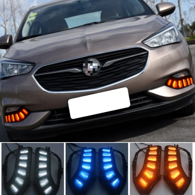 

2pcs LED DRL daytime running light For Buick Excelle 2018 2019 White yellow blue Front Fog Lamp Day Light