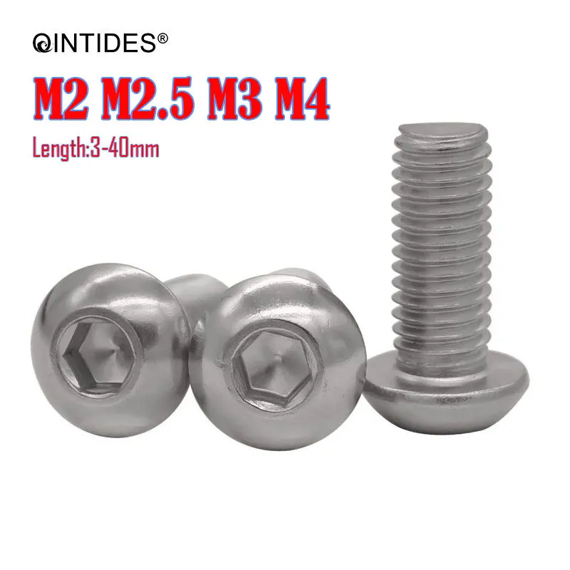 

100/2000Pcs M2 M2.5 M3 M4 Hexagon socket button head screws stainless steel round head cap screw Mushroom Head Hex Screws