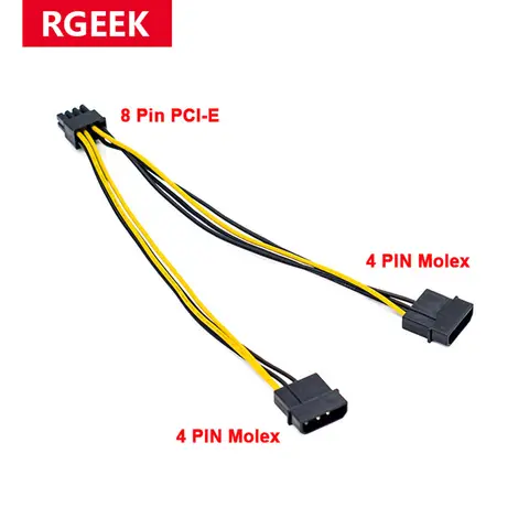 PC Server Internal Dual 2 IDE Molex to CPU 8Pin 8p Converter Adapter Power Lead Cable Cord 18AWG PCIE PCI E Wire 20cm