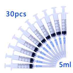 30 sztuk 5ml jednorazowe plastikowe strzykawka weterynaryjna z igłami dla zwierząt domowych zwierząt gospodarskich kot pies świnia bydło owce konie