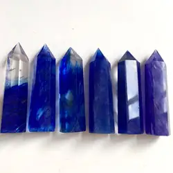 1pc Blue Smelting Crystal Quartz Hand Carved Crystal Points Wand Healing Stone Gemstone