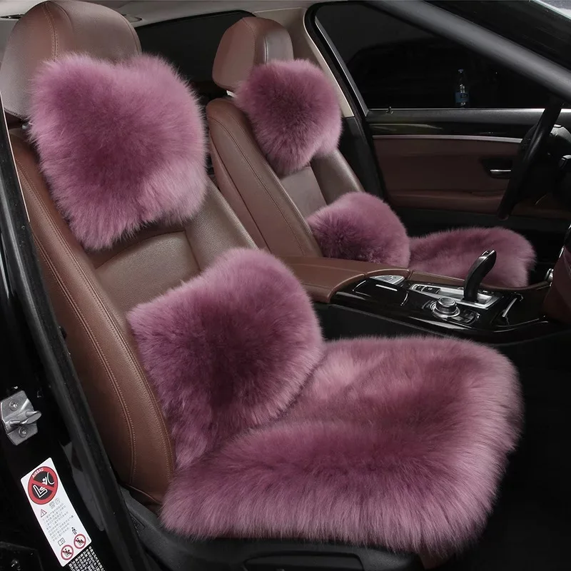 

High Quality Colorful Pure Imported Wool New Winter Seat Cushion Cover Drop Shipping Car Wool Seat Cushion Warm