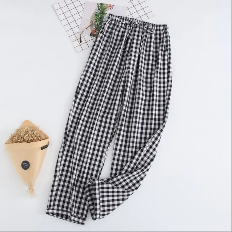 Spring Autumn Men 100% Cotton Sleep Pants Male Top Quality Trousers Men Casual Loose Plaid Home Pants Plus Size Pantalone XXXL