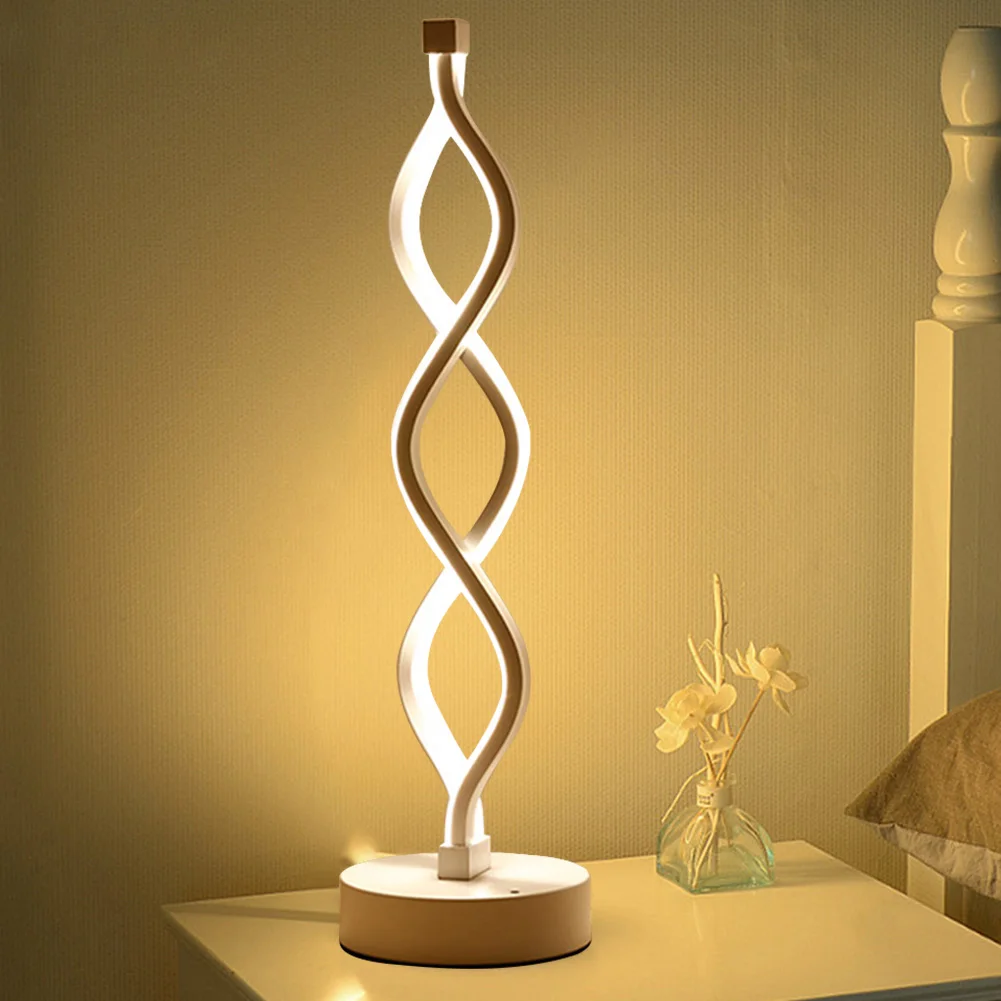 Spiral Wave LED Table Lamp Easy Install Energy-Saving Modern Dimmable Desktop Bedside Decorative Lamp Acrylic Lamp Lightting