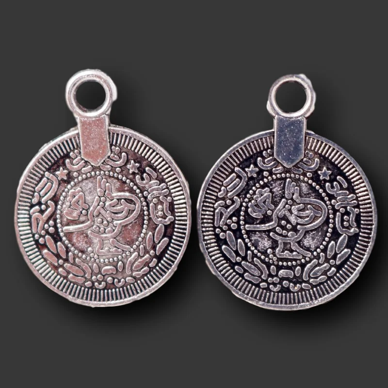 10pcs Silver Plated Coin Pendants Retro Earrings Bracelet Jewelry Accessories DIY Charms For Metal Handicraft Making A2318