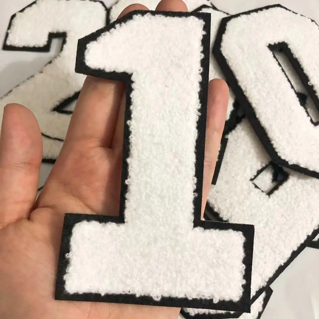 Large White Letters Chenille Embroidered Iron On Patch Applique Diy Name Badge Alphabet Patches For Kid Clothing Bag Accessories