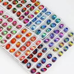 10x14mm K9 Crystal Rhinestones oval Toumaline stone holes crystal Glass Loose Beads pendants for Earring jewelry making