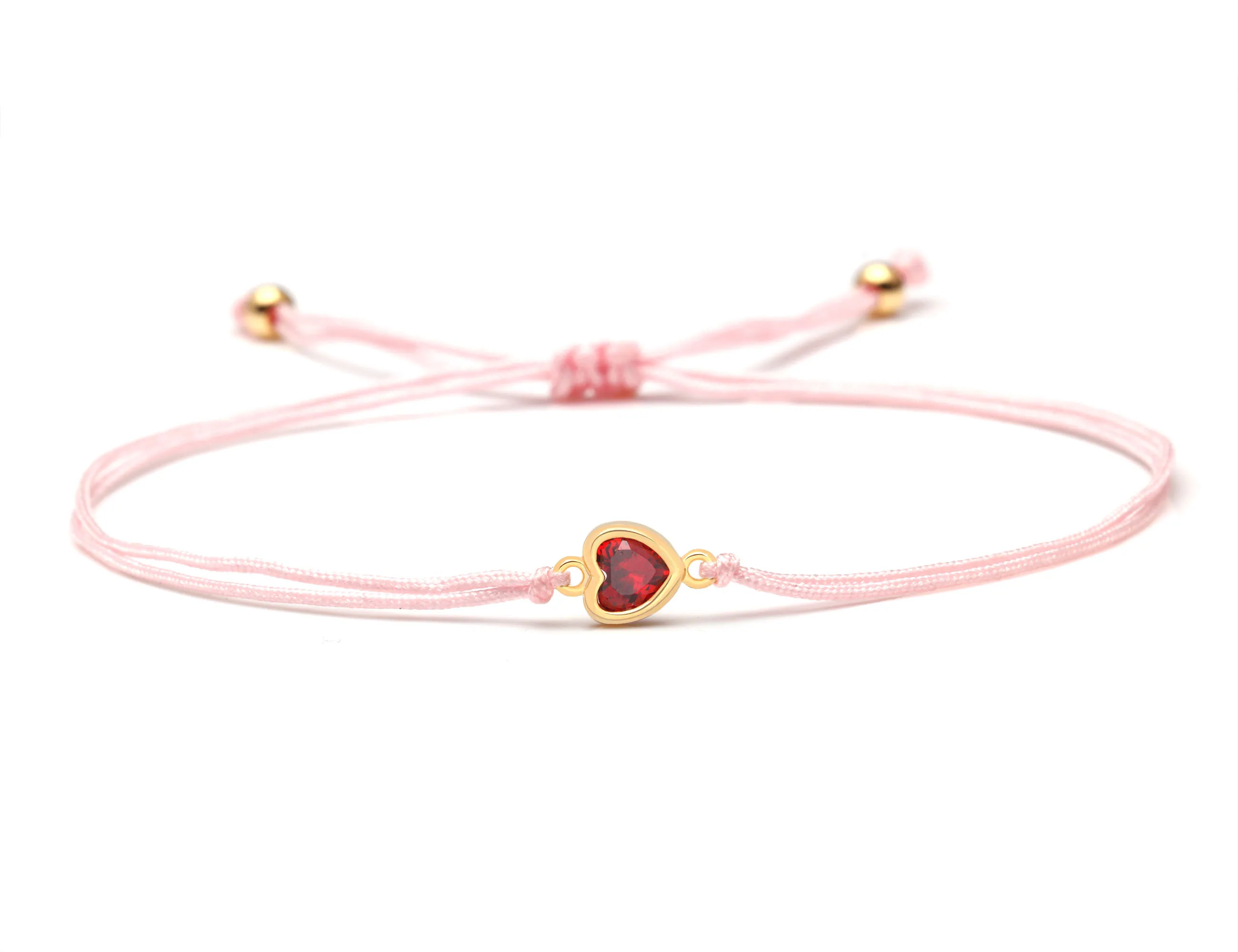 Red Natural Stone Copper Peach Love Heart Charm Bracelet Women Men Simple High Quality Color Retention Red String Knot Jewelry