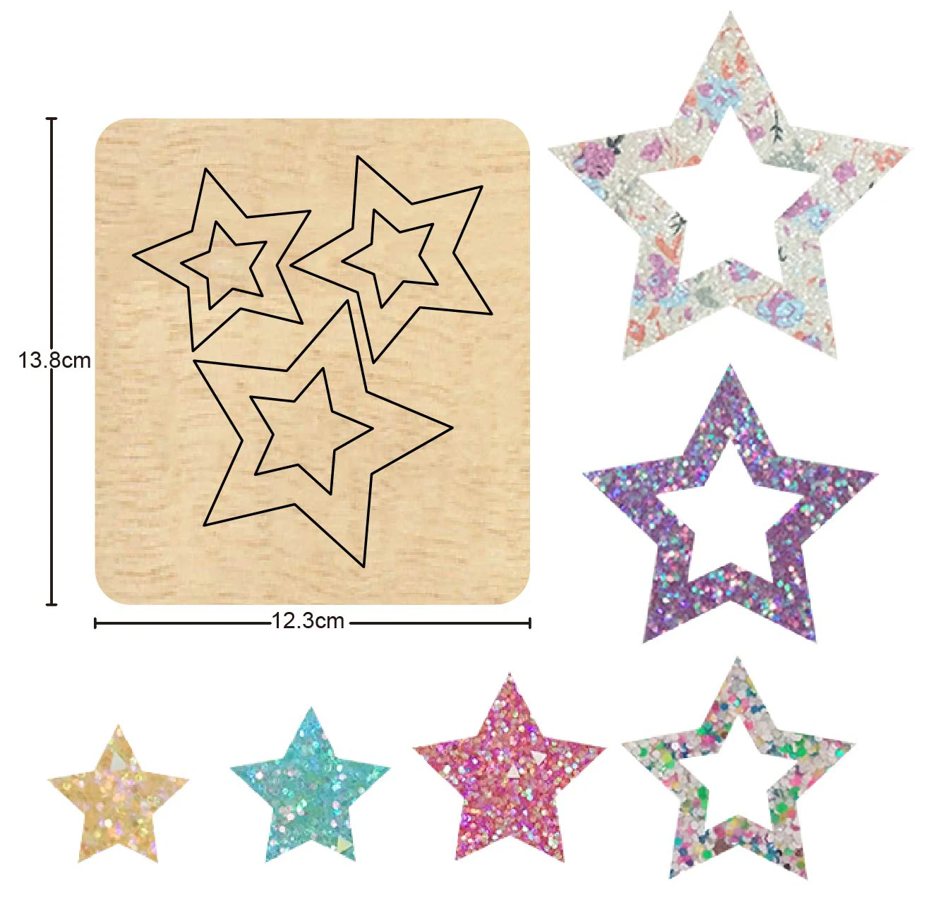 Double Five-pointed Star Wooden Die Hollow Star Shape Xmas Decor Wood Dies Fit Common Die Cutting Machines on the Market 2020