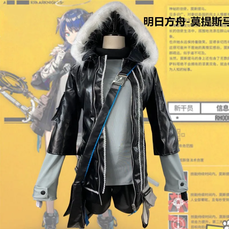 Mostima cos Arknights anime man woman cosplay  High-quality fashion costume full set Top + jacket + leather shorts + wrist