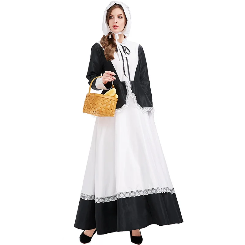 Women French Farm Peasant Woman Costume Servant Maid Ladies Farmer Outfit Fancy Dress