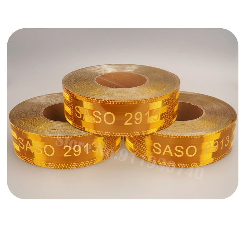 CE E3 High Quality For Saudi SASO 2913 Reflective Tape 45.7M For Truck Plating Aluminium Adhesive Sticker Reflector Vehicle Tape