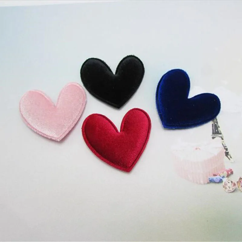 40 Stück/Lot 4,8 cm Gemischte Farben Gepolsterte Flauschige Herzförmige Applikationen für Haarspangen-Zubehör und Kinder-DIY-Aufnäher – Detail 11