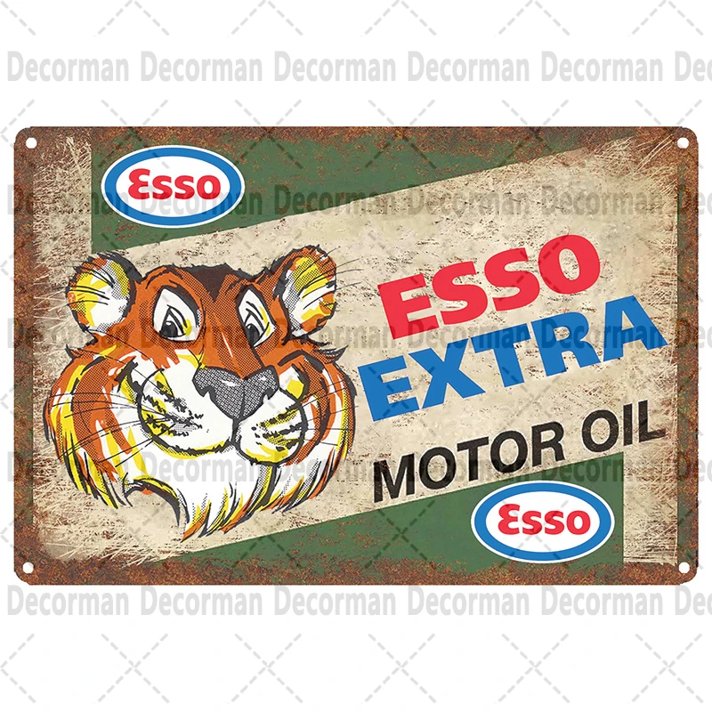Mike86 ] ESSO Tiger PIN UP Tin Poster Metal signs Man Cave Oil