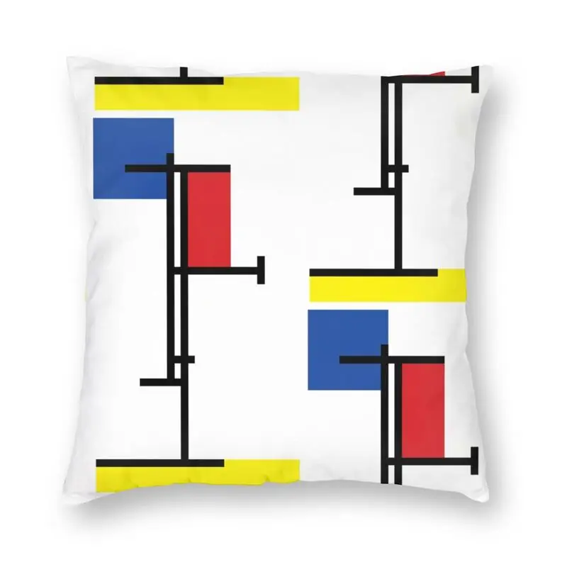 Vibrant Mondrian Minimalist De Stijl Modern Art Pillow Case Home Decor 3D Print Plaid Abstract Art Cushion Cover for Sofa