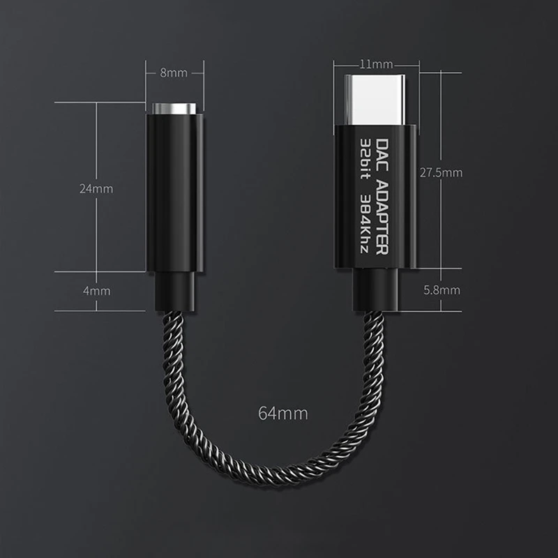 Realtek ALC5686 USB Type-C إلى 3.5 مللي متر DAC مضخم ضوت سماعات الأذن 16-32Ω 125dB PCM 32b/384 كيلو هرتز فك ترميز رقمي مرحبا فاي AUX محول الصوت