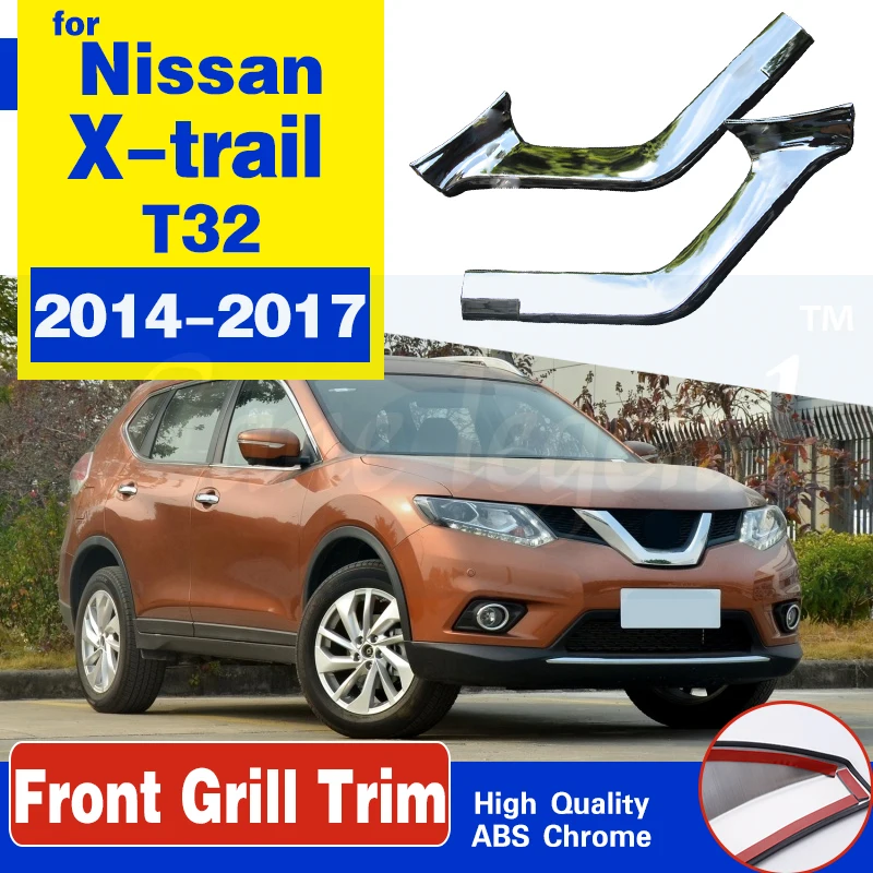 

Chrome Bumper Front Lower Grille Grill Air Cover Trims FOR Nissan X-Trail T32 2014 2015 2016 2017 Chromium Styling Accessories