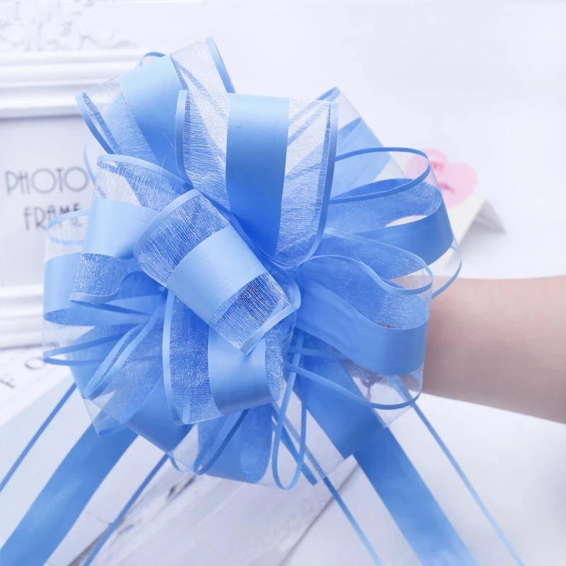 10Pcs ขนาดใหญ่พิเศษเส้นด้ายหิมะดึงโบว์ริบบิ้นสำหรับบรรจุของขวัญงานรื่นเริงงานแต่งงานรถประตูตกแต่ง