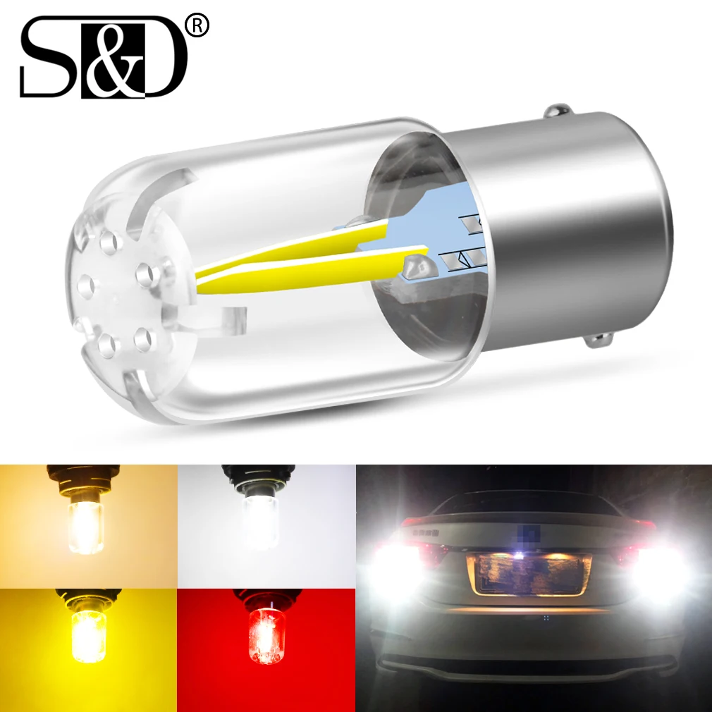 1pc 1156 BA15S led P21W 1157 BAY15D Led Bulb P21/5W LED R5W R10W COB Car Turn Signal Lights Reverse Lamp White Red Yellow 12V