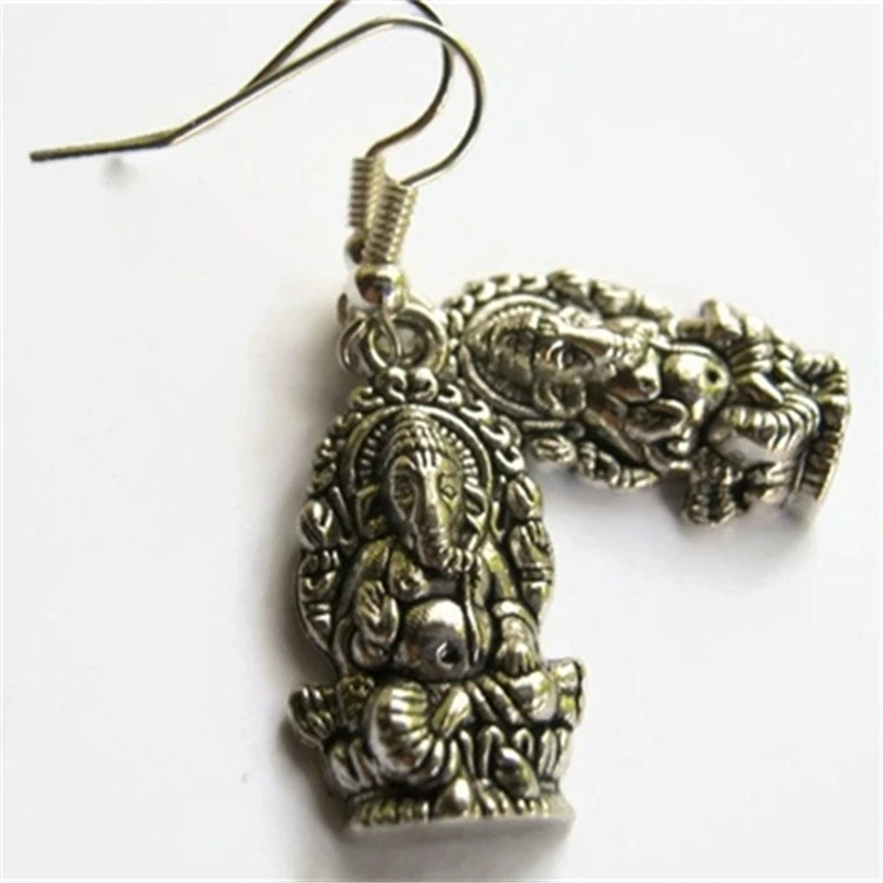 Antique Silver Color Ganesh Earrings, Hinduism Earrings, Hindu Earrings, Yoga Earrings, Ganesha Jewelry, Vintage Earrings