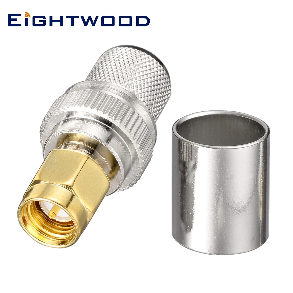 Eightwood 5PCS SMA Male RF Coaxial Connector Adapter Straight Crimp RG8 RG213 LMR400 Cable for Antenna Telecom Base station