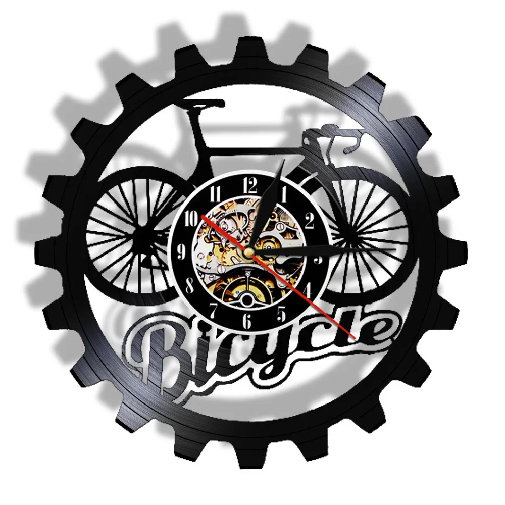 Bicycle Color Changing Wall Light Bike Laser Cut Vinyl Longplay Record Watch Clock Gear Vintage 12