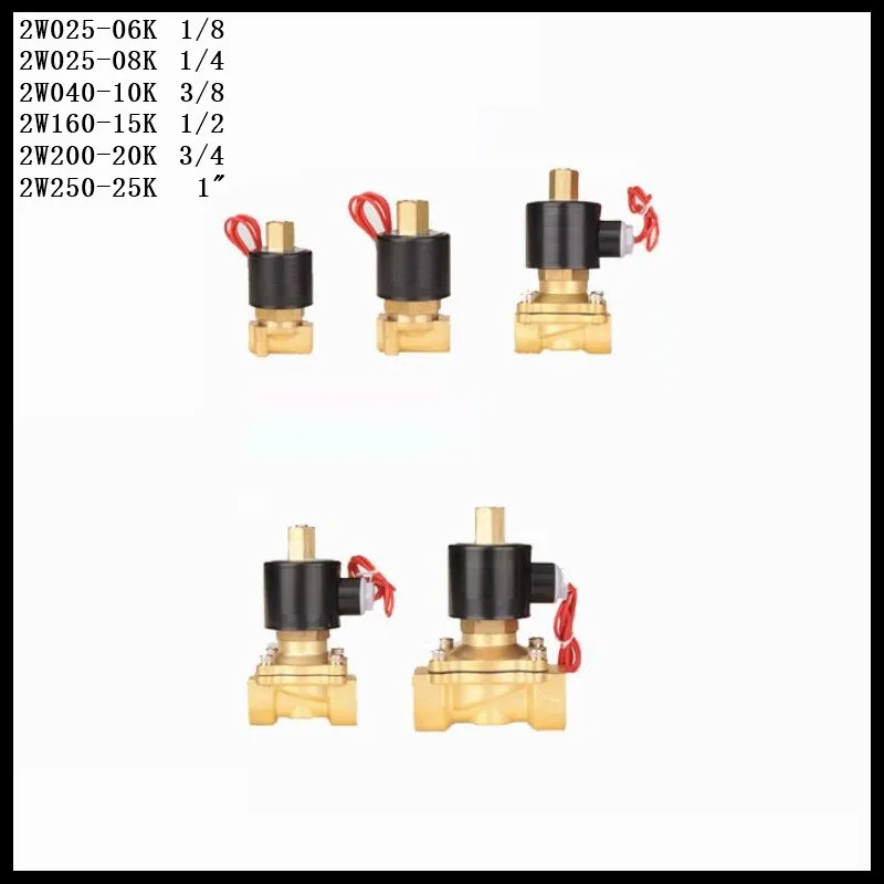 

2W-040-10K 3/8" N/O Brass Electric Solenoid Valve DC12V DC24V AC110V AC220V Normally Open Type Solenoid Valve For Water Oil Air