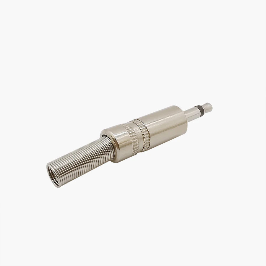 2/5Pcs Metal 3.5mm 2 Pole Mono Plug Soldering Connector With Spring Tail 3.5 MM Headphone Jack Wire Adapter