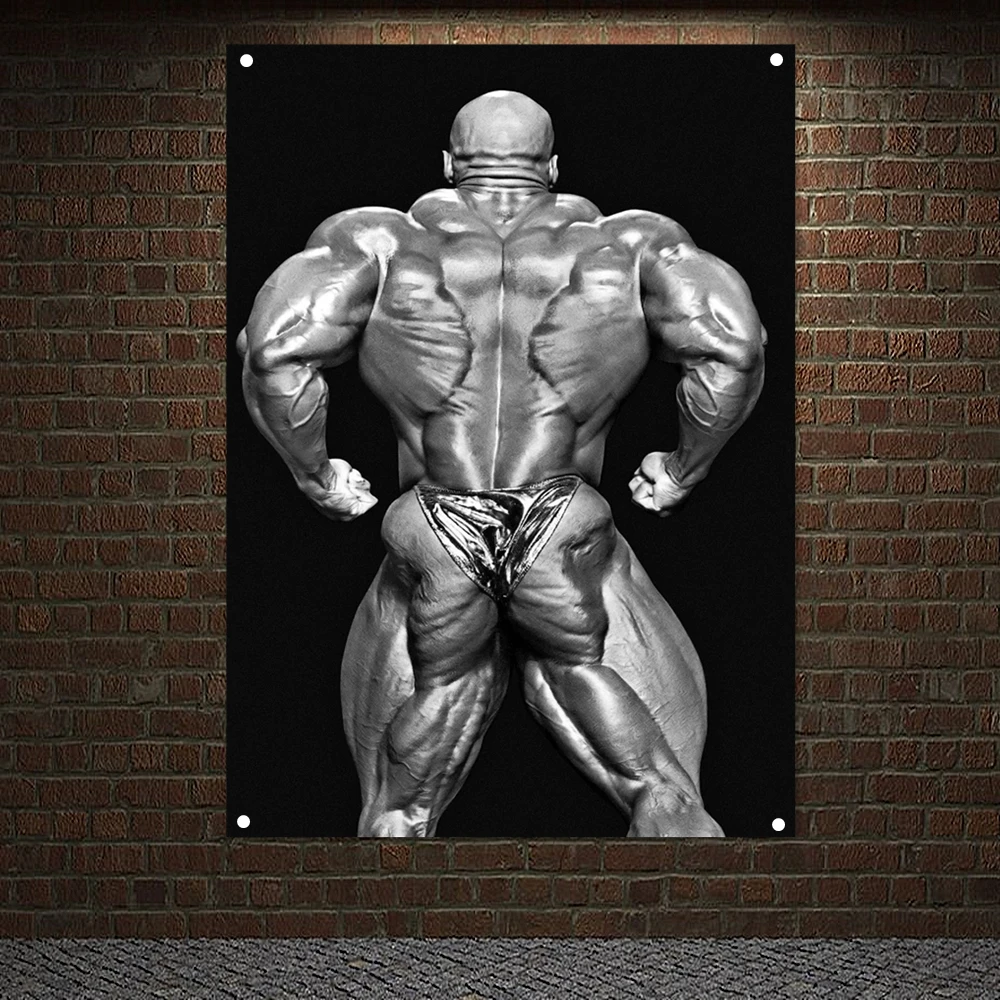 Muscular Hunk Flag Wall Hanging Man Body Building Tapestry Canvas Painting Gym Decor Exercise Fitness Banner Poster Wallpapers 4