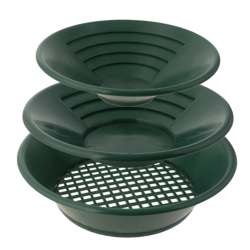 4 pcs Plastic Green Color Gold Pan Used for Mining and Sieving Pan Suitable for Gold Filtering in Rivers and Waters